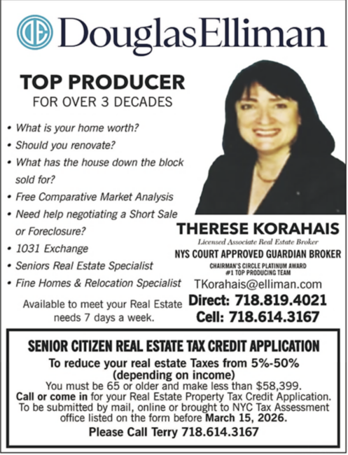 Douglas Elliman- Color Terry & Peter Korahais-Bowne Park Civic Newsletter